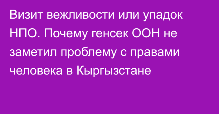 Визит вежливости или упадок НПО. Почему генсек ООН не заметил проблему с правами человека в Кыргызстане