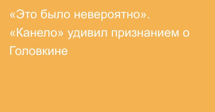 «Это было невероятно». «Канело» удивил признанием о Головкине