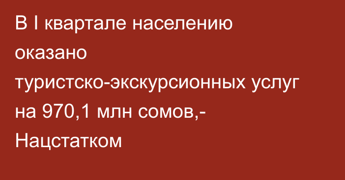 В I квартале населению оказано туристско-экскурсионных услуг на 970,1 млн сомов,- Нацстатком