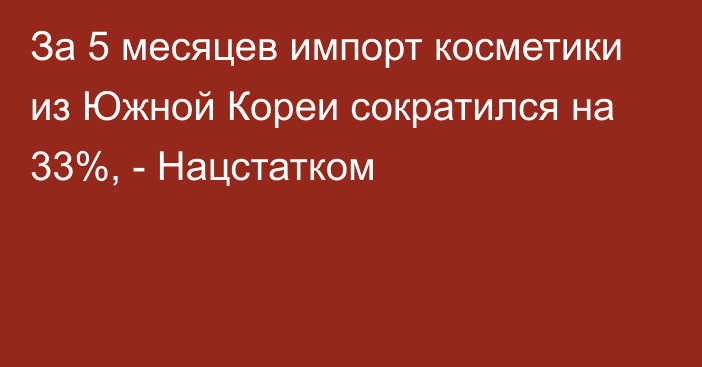 За 5 месяцев импорт косметики из Южной Кореи сократился на 33%, - Нацстатком