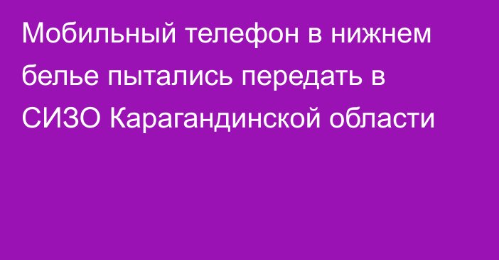 Мобильный телефон в нижнем белье пытались передать в СИЗО Карагандинской области