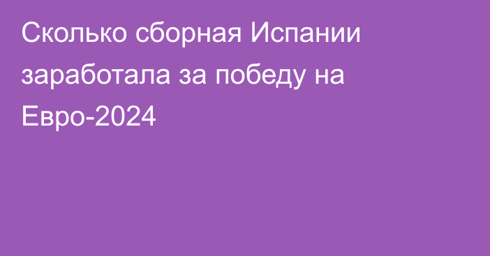 Сколько сборная Испании заработала за победу на Евро-2024