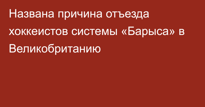 Названа причина отъезда хоккеистов системы «Барыса» в Великобританию