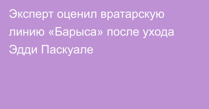 Эксперт оценил вратарскую линию «Барыса» после ухода Эдди Паскуале