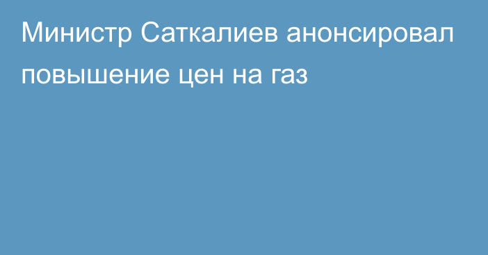 Министр Саткалиев анонсировал повышение цен на газ