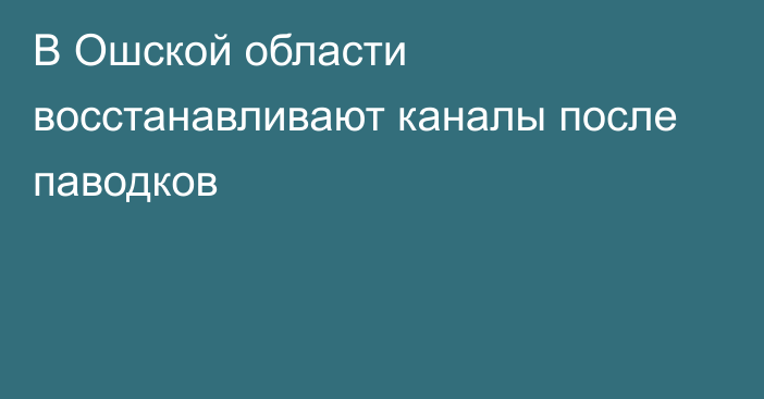 В Ошской области восстанавливают каналы после паводков