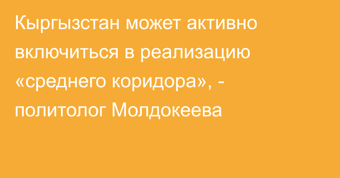 Кыргызстан может активно включиться в реализацию «среднего коридора», - политолог Молдокеева