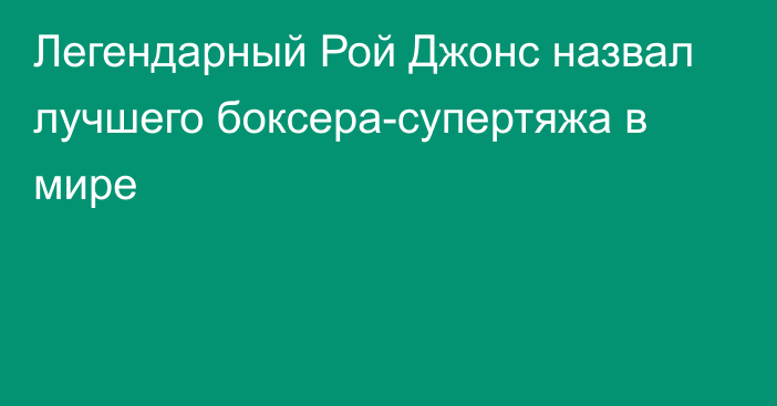 Легендарный Рой Джонс назвал лучшего боксера-супертяжа в мире