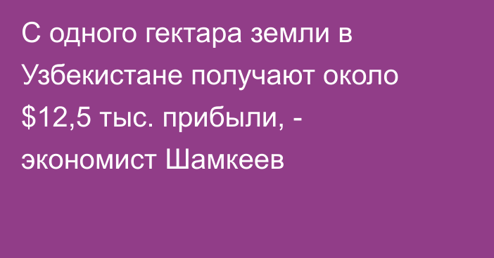 С одного гектара земли в Узбекистане получают около $12,5 тыс. прибыли, - экономист Шамкеев