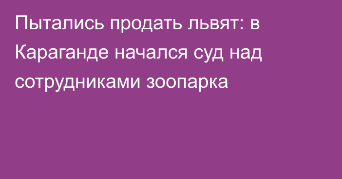 Пытались продать львят: в Караганде начался суд над сотрудниками зоопарка