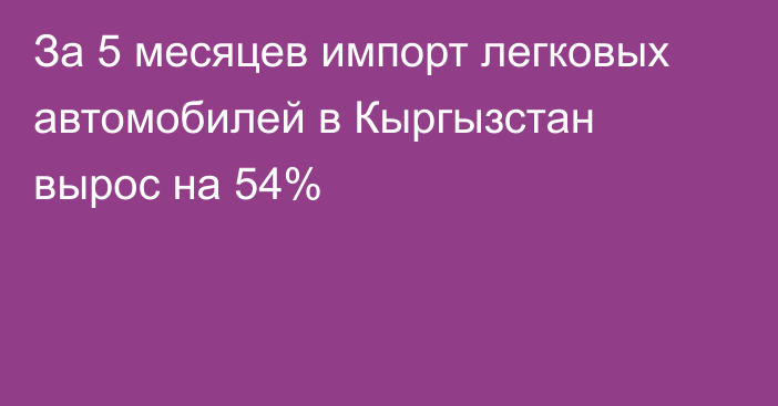 За 5 месяцев импорт легковых автомобилей в Кыргызстан вырос на 54%