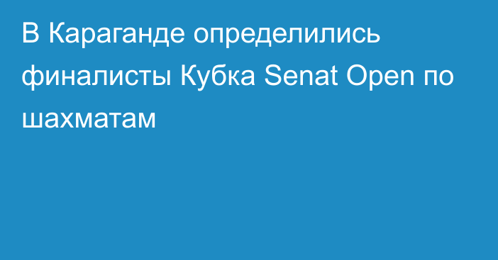 В Караганде определились финалисты Кубка Senat Open по шахматам