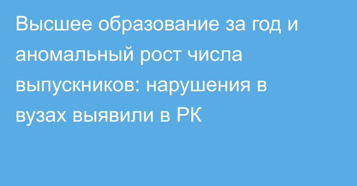 Высшее образование за год и аномальный рост числа выпускников: нарушения в вузах выявили в РК