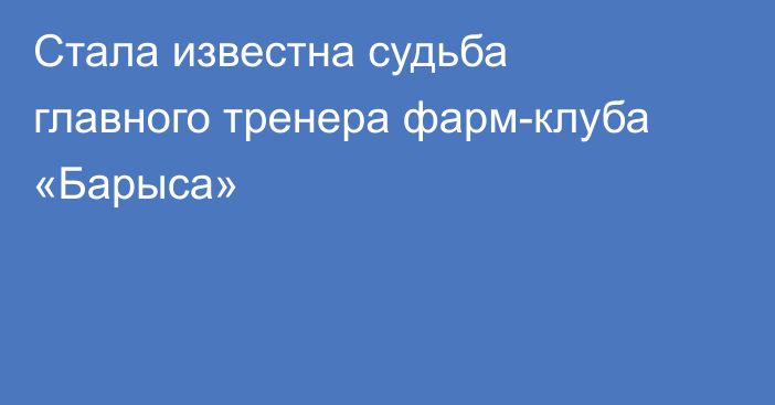 Стала известна судьба главного тренера фарм-клуба «Барыса»