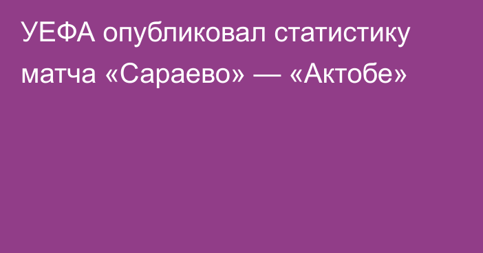 УЕФА опубликовал статистику матча «Сараево» — «Актобе»