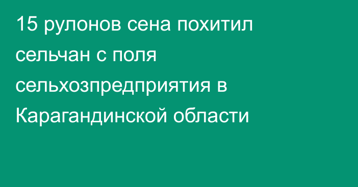 15 рулонов сена похитил сельчан с поля сельхозпредприятия в Карагандинской области