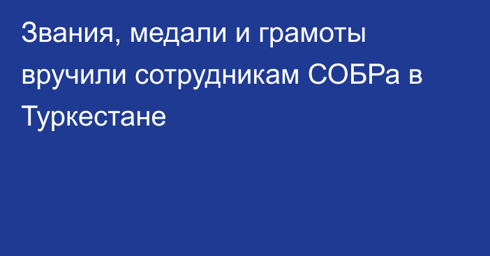 Звания, медали и грамоты вручили сотрудникам СОБРа в Туркестане