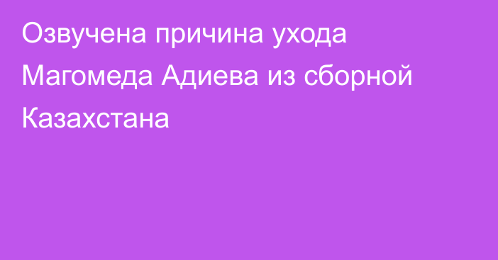 Озвучена причина ухода Магомеда Адиева из сборной Казахстана