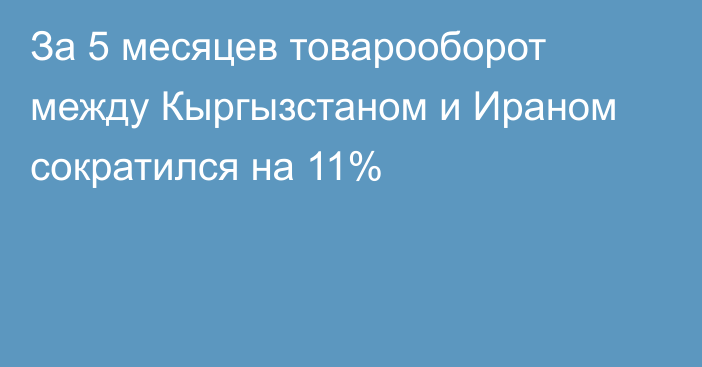 За 5 месяцев товарооборот между Кыргызстаном и Ираном сократился на 11%