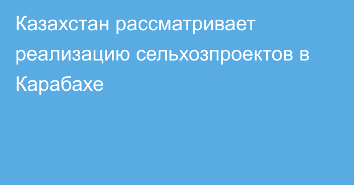 Казахстан рассматривает реализацию сельхозпроектов в Карабахе