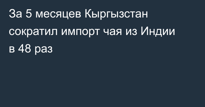 За 5 месяцев Кыргызстан сократил импорт чая из Индии в 48 раз