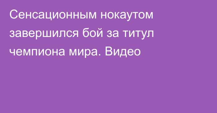 Сенсационным нокаутом завершился бой за титул чемпиона мира. Видео