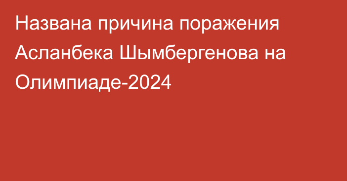 Названа причина поражения Асланбека Шымбергенова на Олимпиаде-2024