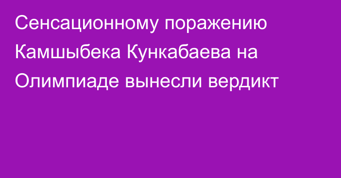 Сенсационному поражению Камшыбека Кункабаева на Олимпиаде вынесли вердикт