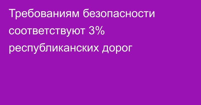 Требованиям безопасности соответствуют 3% республиканских дорог