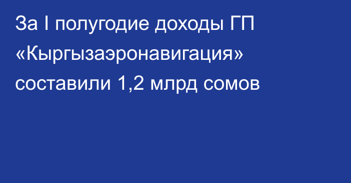 За I полугодие доходы ГП «Кыргызаэронавигация» составили 1,2 млрд сомов