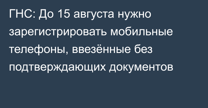 ГНС: До 15 августа нужно зарегистрировать мобильные телефоны, ввезённые без подтверждающих документов