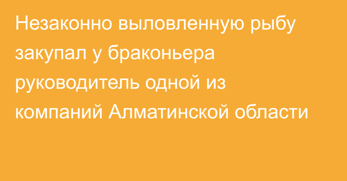 Незаконно выловленную рыбу закупал у браконьера руководитель одной из компаний Алматинской области