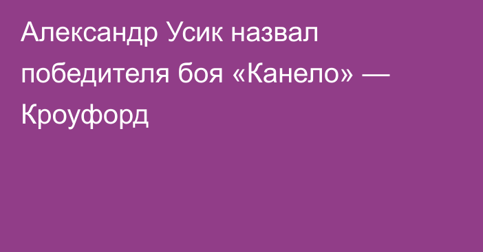 Александр Усик назвал победителя боя «Канело» — Кроуфорд