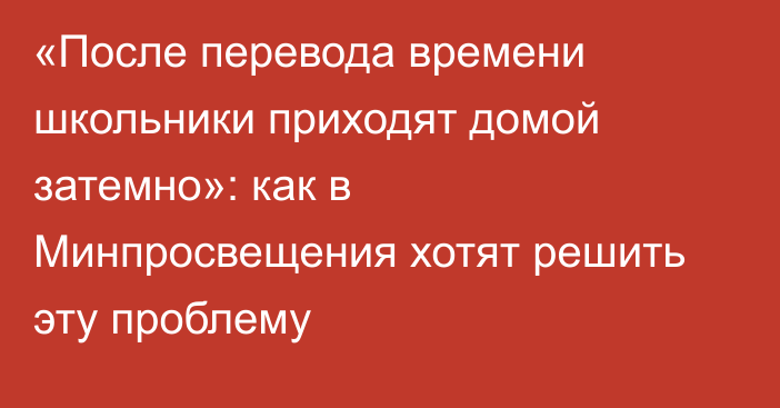 «После перевода времени школьники приходят домой затемно»: как в Минпросвещения хотят решить эту проблему