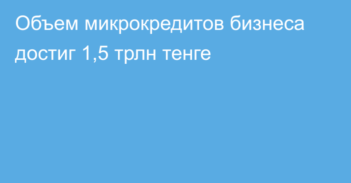 Объем микрокредитов бизнеса достиг 1,5 трлн тенге