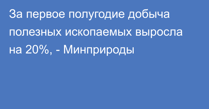 За первое полугодие добыча полезных ископаемых выросла на 20%, - Минприроды