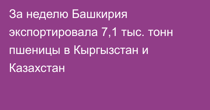 За неделю Башкирия экспортировала 7,1 тыс. тонн пшеницы в Кыргызстан и Казахстан