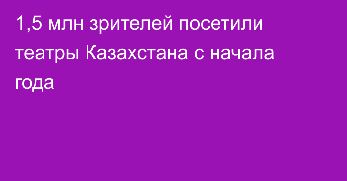 1,5 млн зрителей посетили театры Казахстана с начала года