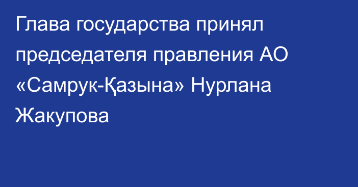 Глава государства принял председателя правления АО «Самрук-Қазына» Нурлана Жакупова