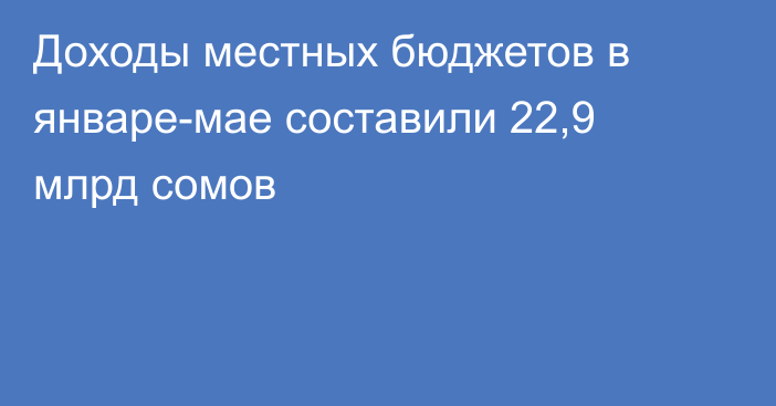 Доходы местных бюджетов в январе-мае составили 22,9 млрд сомов