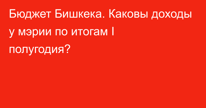 Бюджет Бишкека. Каковы доходы у мэрии по итогам  I полугодия?