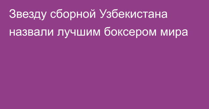 Звезду сборной Узбекистана назвали лучшим боксером мира