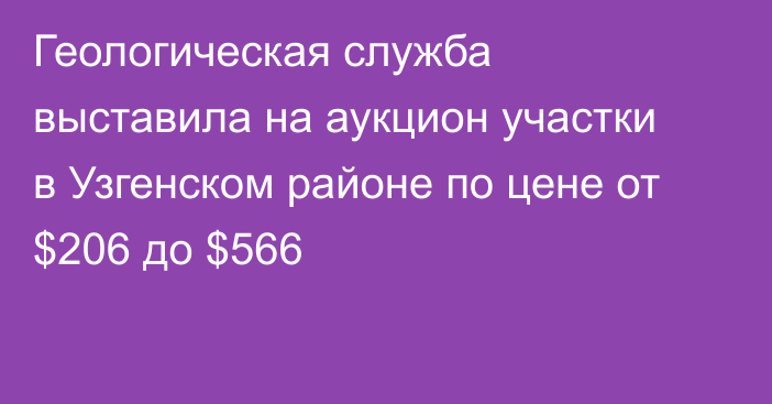 Геологическая служба выставила на аукцион участки в Узгенском районе по цене от $206 до $566