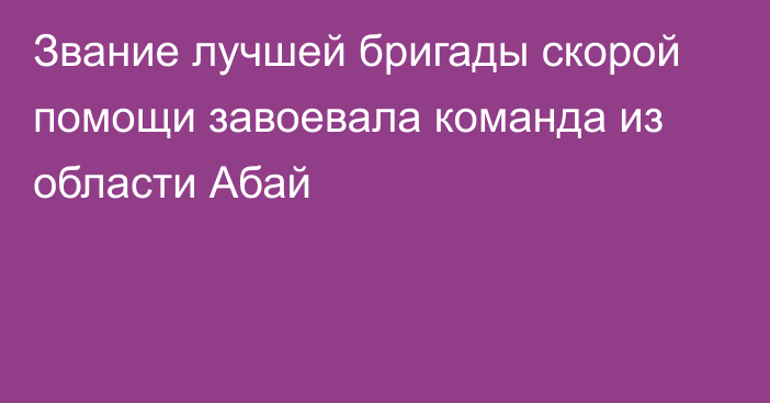 Звание лучшей бригады скорой помощи завоевала команда из области Абай