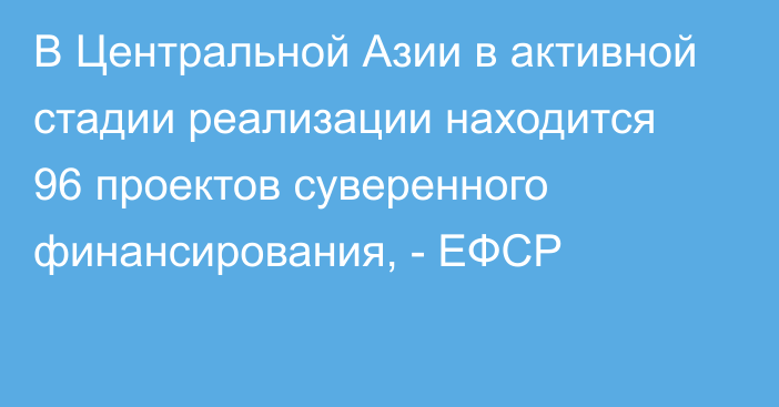 В Центральной Азии в активной стадии реализации находится 96 проектов суверенного финансирования, - ЕФСР