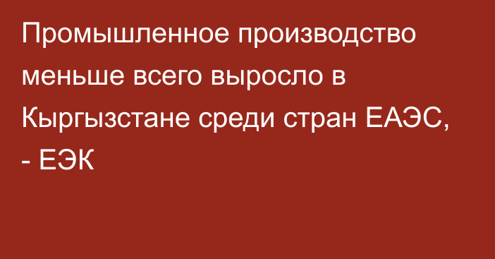 Промышленное производство меньше всего выросло в Кыргызстане среди стран ЕАЭС, - ЕЭК