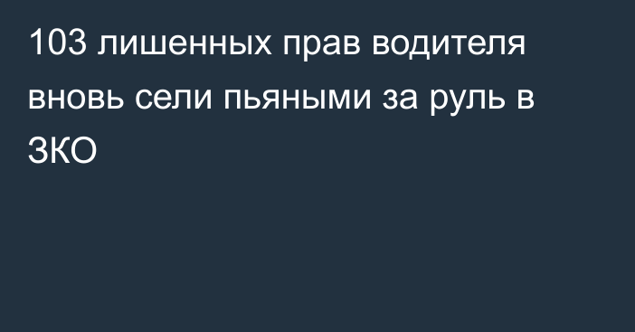 103 лишенных прав водителя вновь сели пьяными за руль в ЗКО