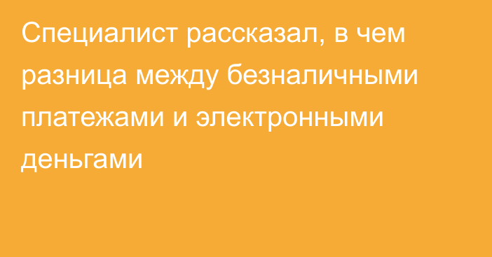 Специалист рассказал, в чем разница между безналичными платежами и электронными деньгами