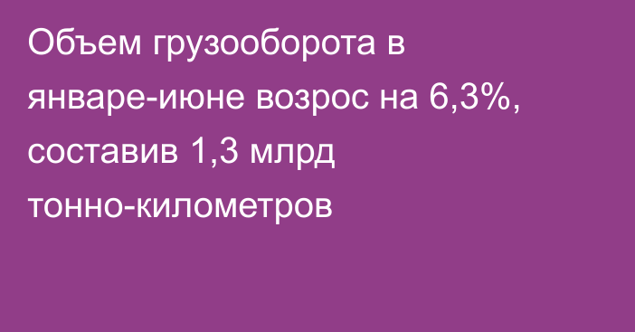 Объем грузооборота в январе-июне возрос на 6,3%, составив 1,3 млрд тонно-километров