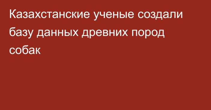 Казахстанские ученые создали базу данных древних пород собак